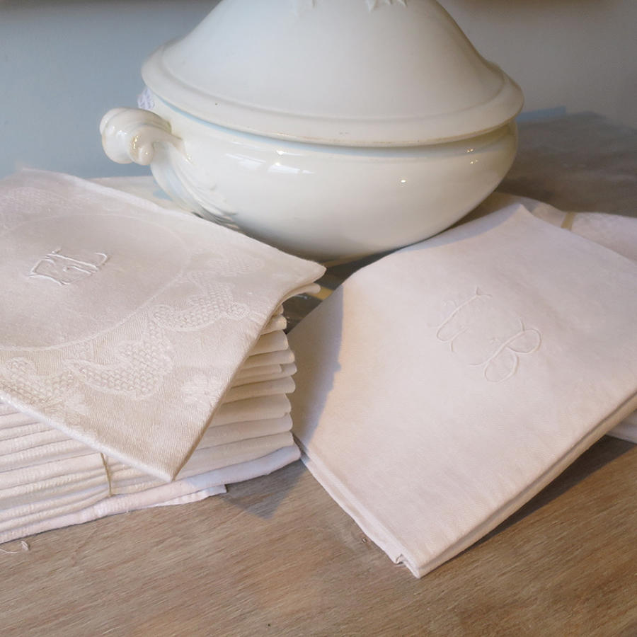 Collection of White Linen Napkins