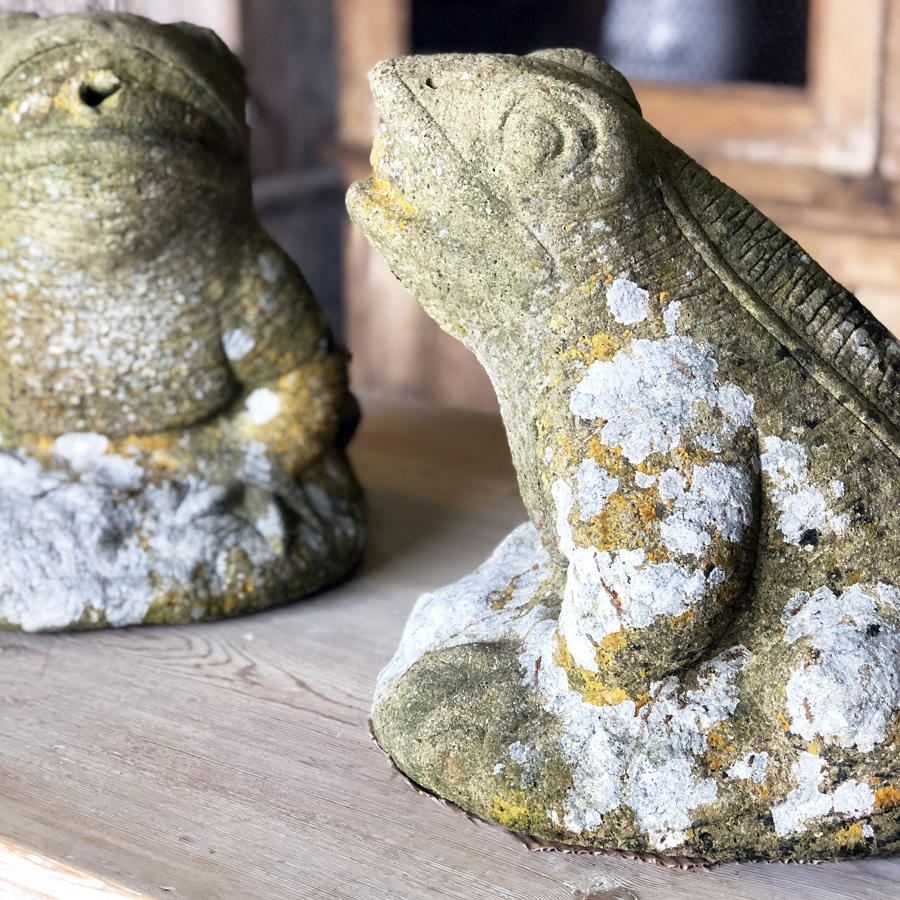Pr. large composition Stone Frogs - circa 1920