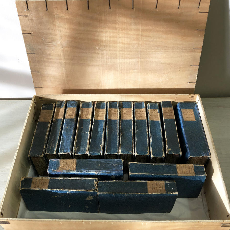 Set of 15 19th c French Blue Books by 'Buffon' in Box