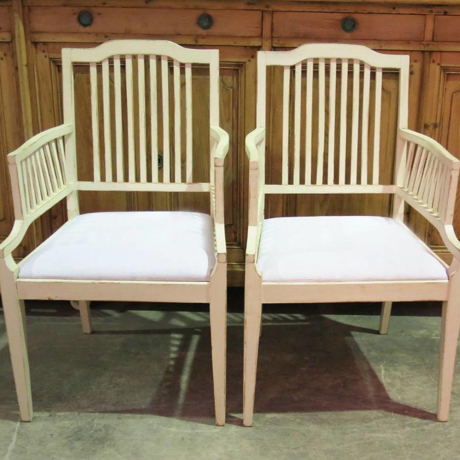 Pair of Swedish Slat-Back Armchairs