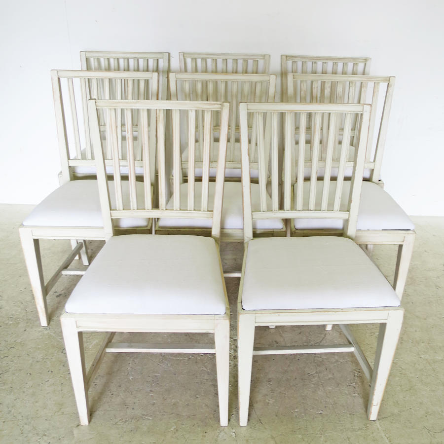 Set of 8 Gustavian Style Slat-back Chairs
