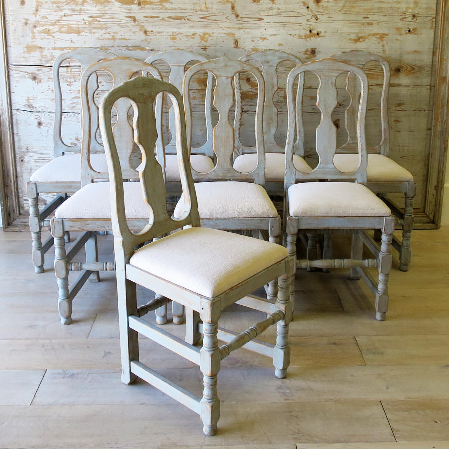 Set of 8 Swedish Country Dining Chairs