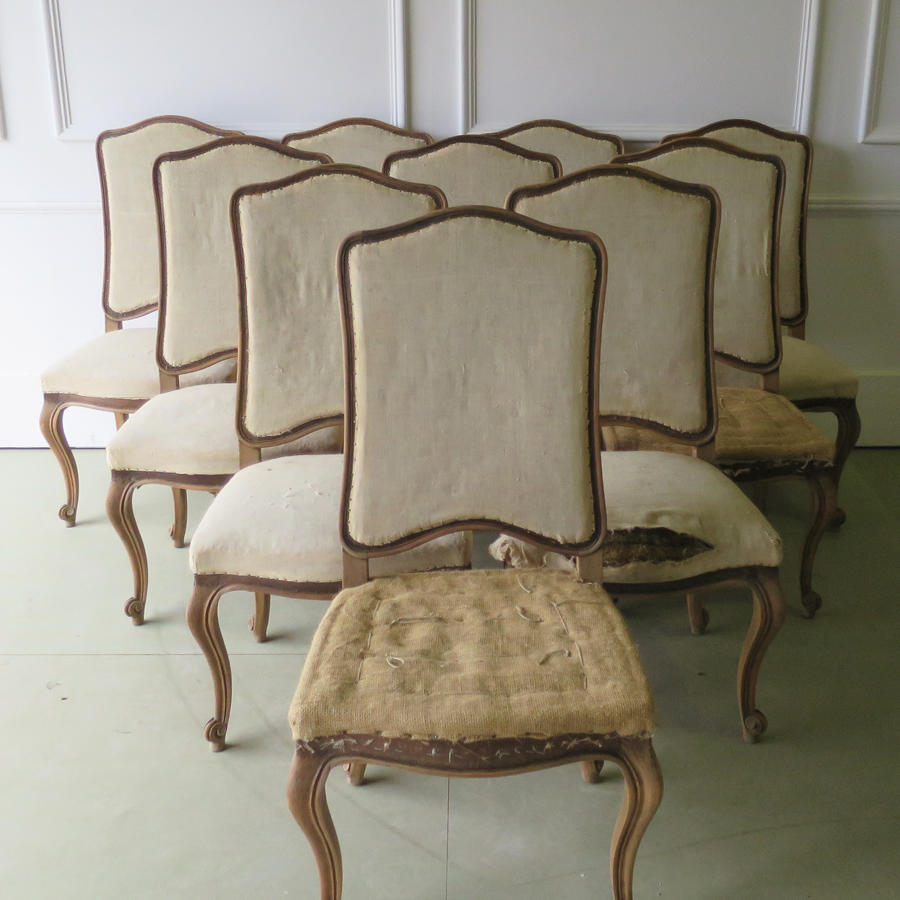 Set of 10 French late 19th c Dining Chairs