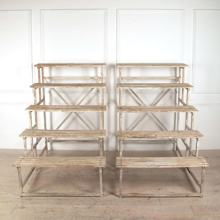 Pair of French Oak Tiered Plant Stands - circa 1930