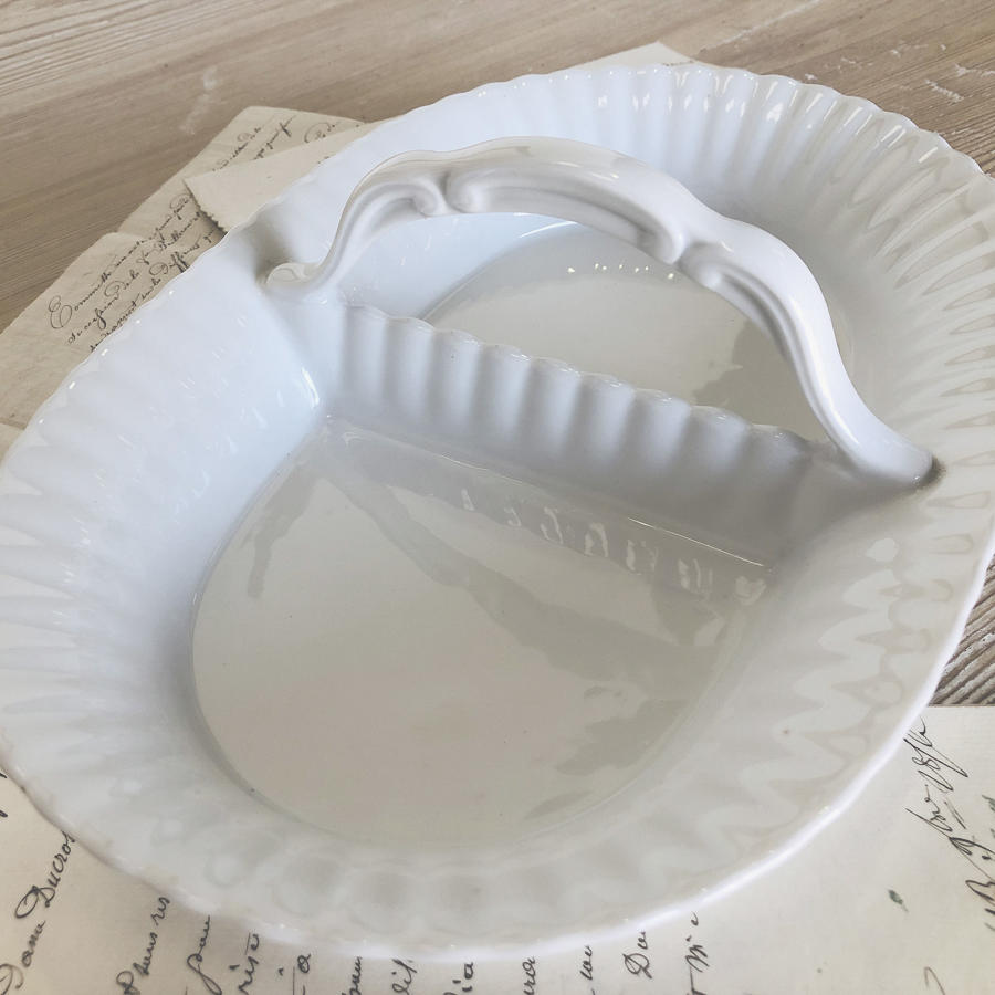 French White porcelain divided Dish - circa 1920