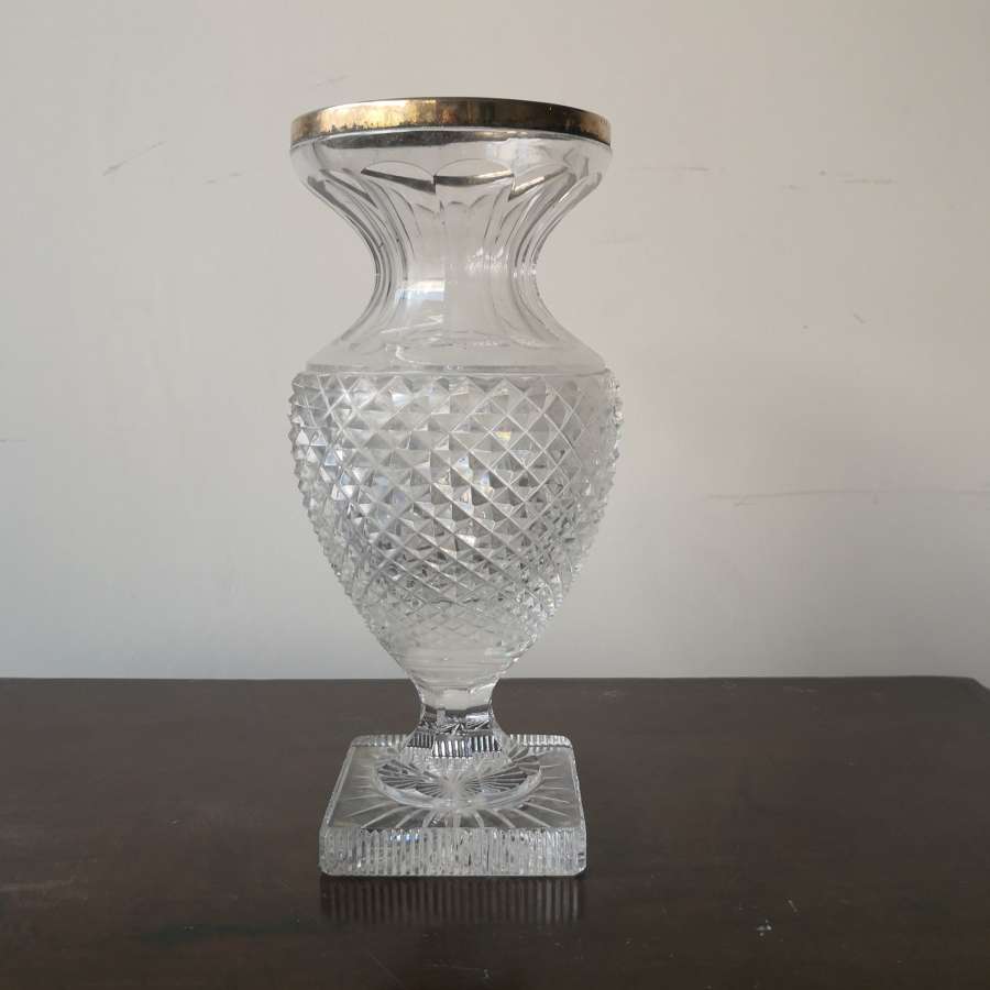 19th century cut glass vase