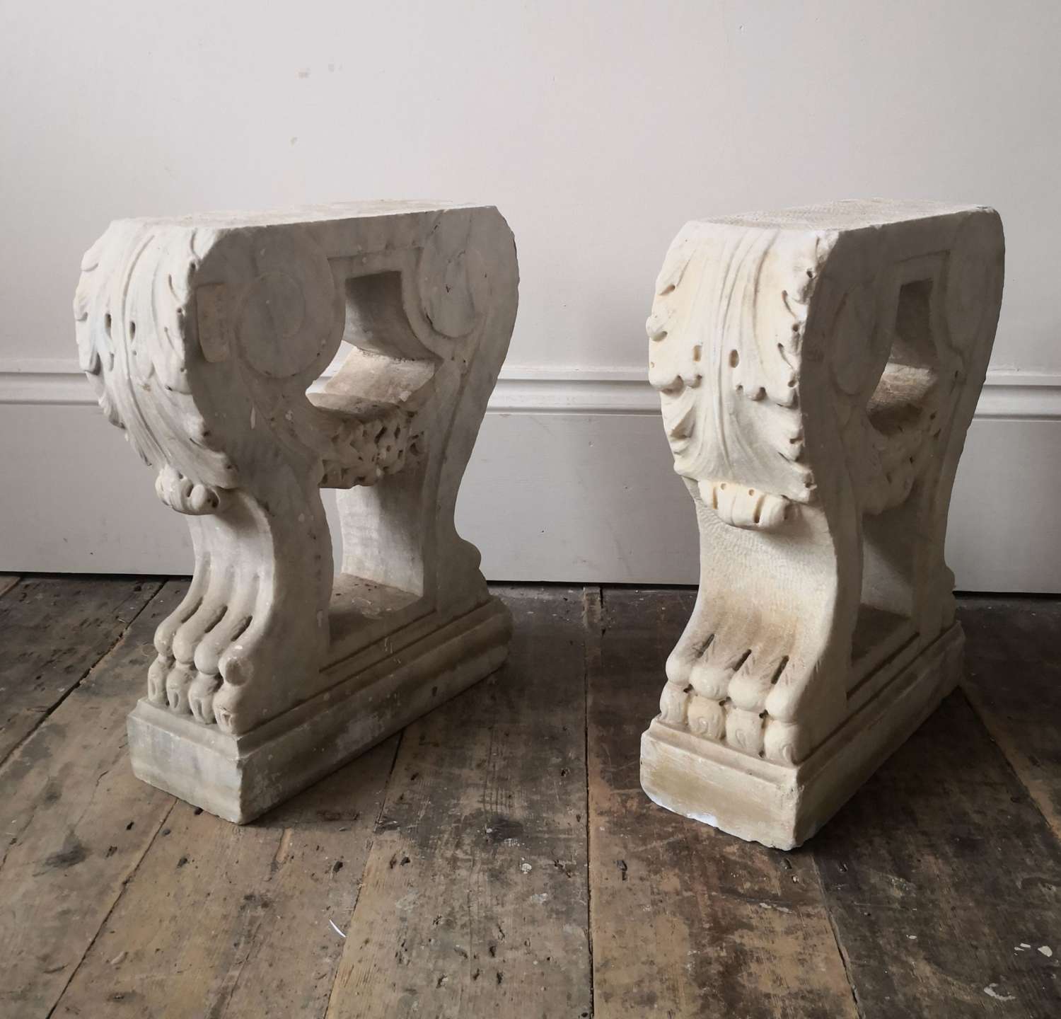 A pair of 18th century Irish bench ends