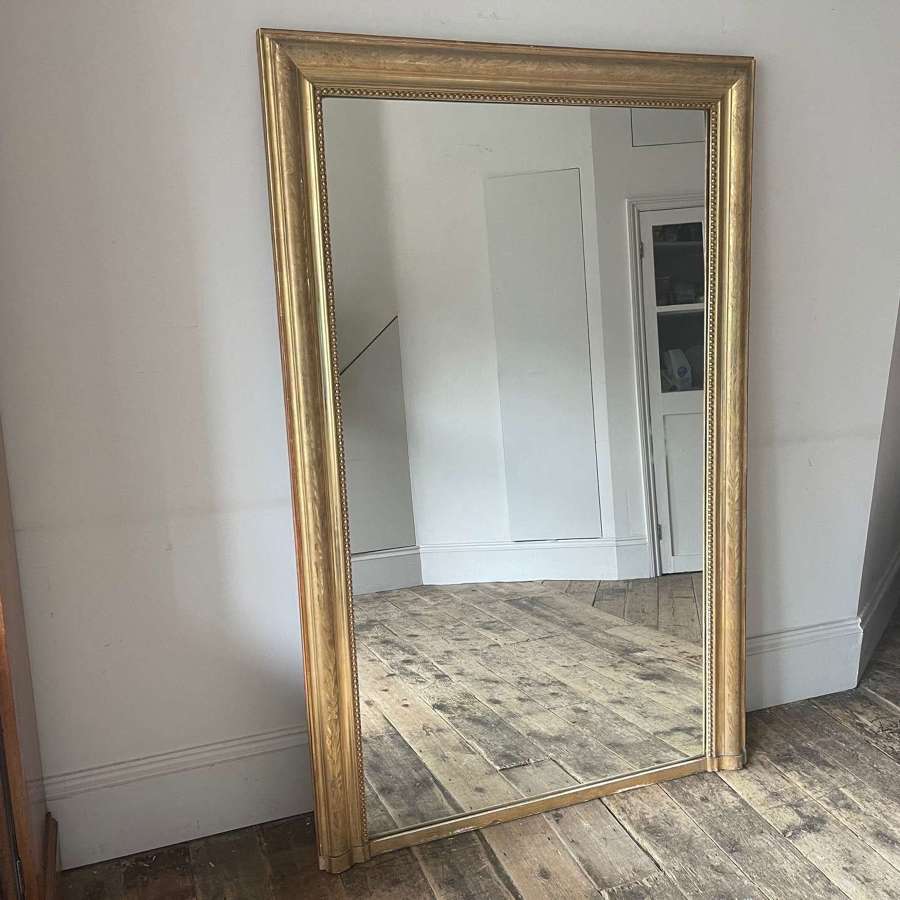 Gilt wood over mantle or floor dressing mirror