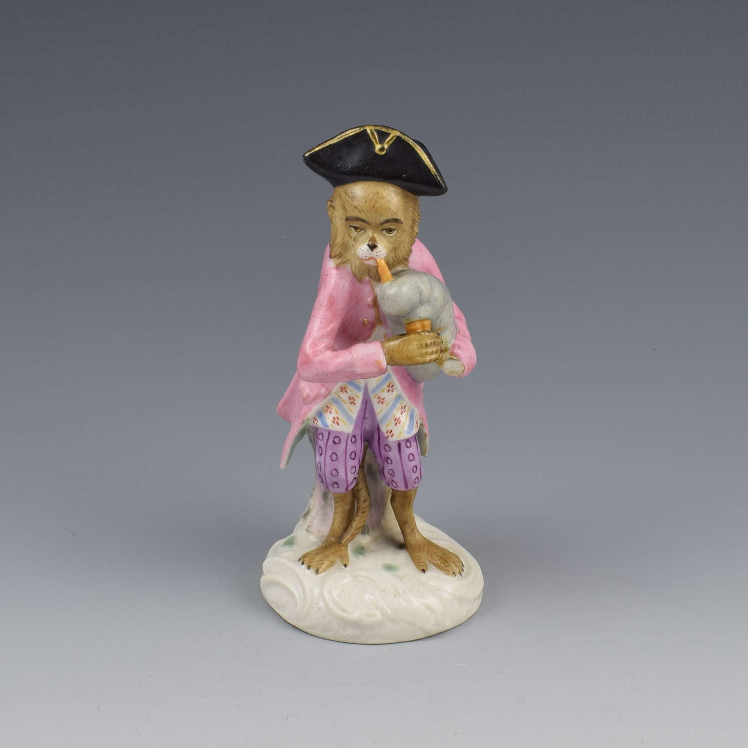 Dresden Porcelain Monkey Band Figure Bagpipes Player