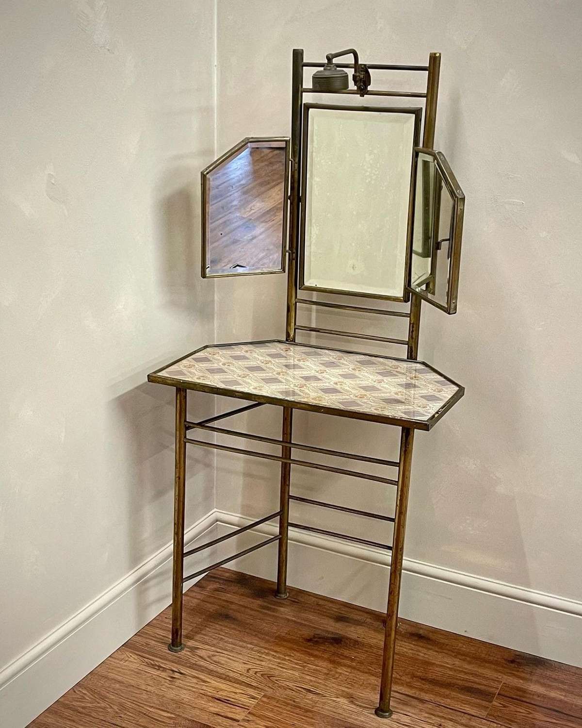 Rare Triptych mirror dressing stand with light