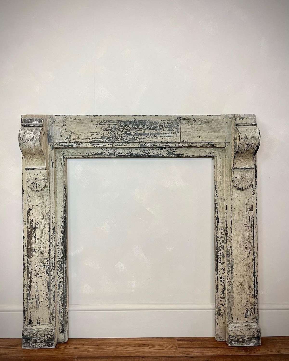 French, painted wooden fire surround