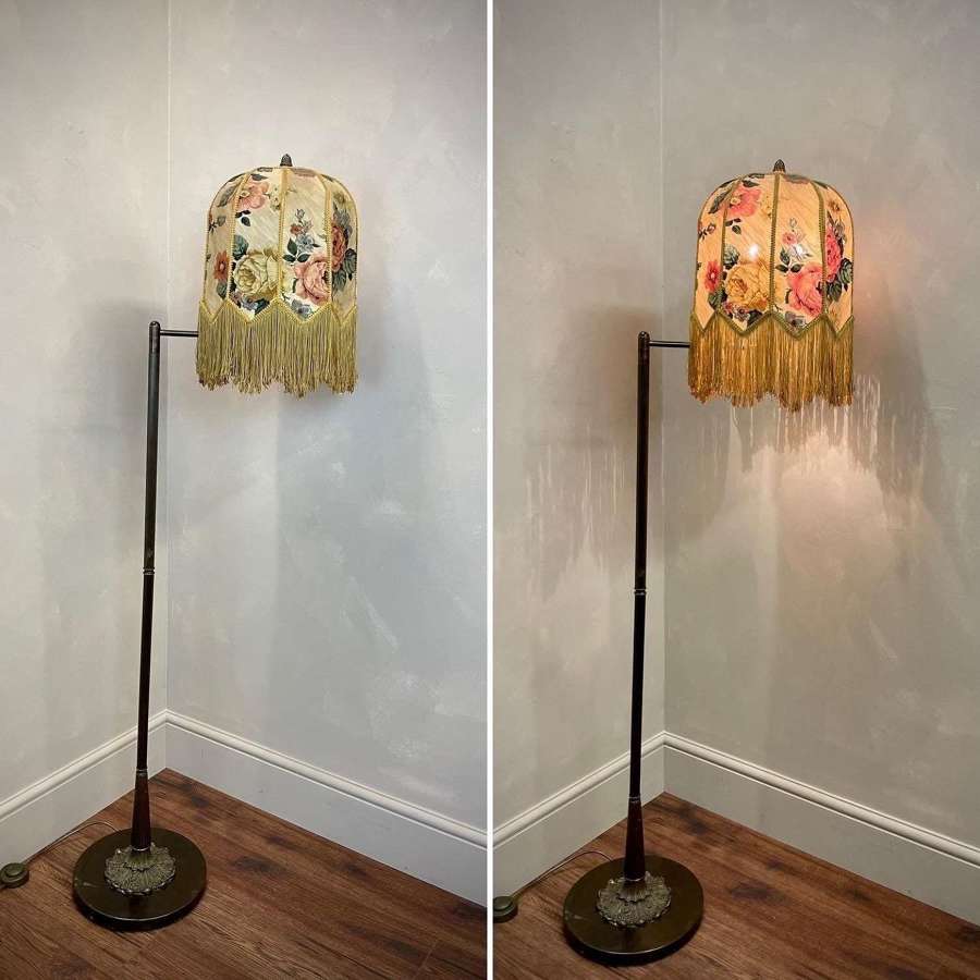 French standard lamp with fringed shade