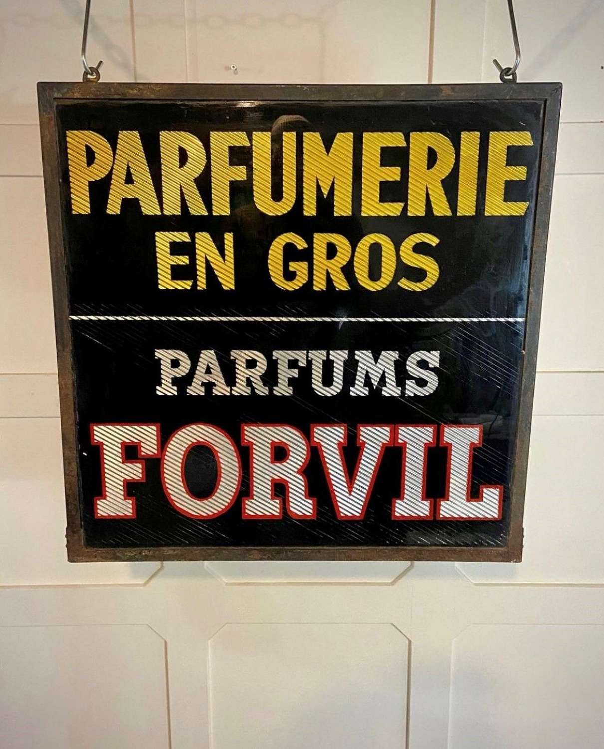1940s Parisian glass double sided trade sign