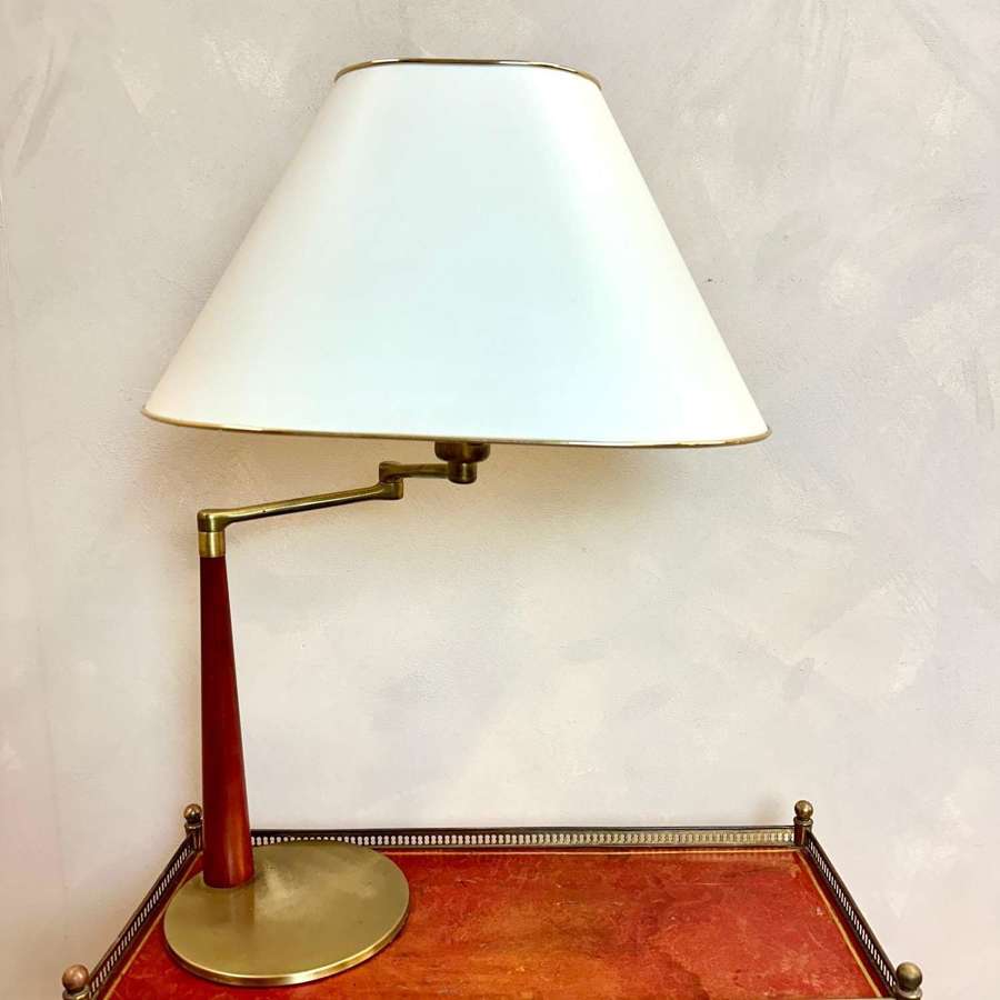 Articulated Brass and Rosewood Table Lamp