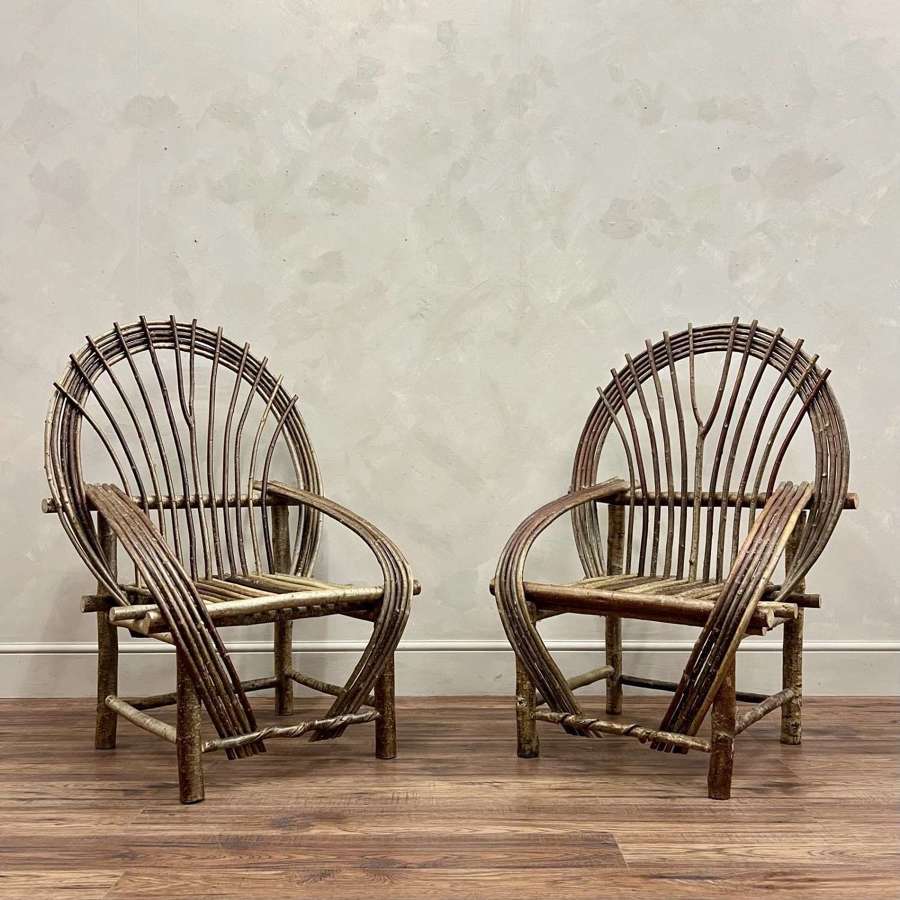 Pair of Artisan Made Willow Chairs