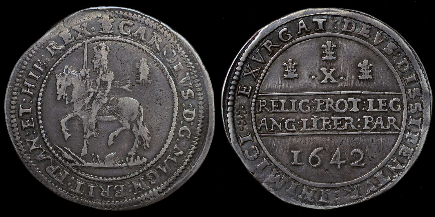 CHARLES I, 1642 SILVER HALF POUND OF OXFORD MINT