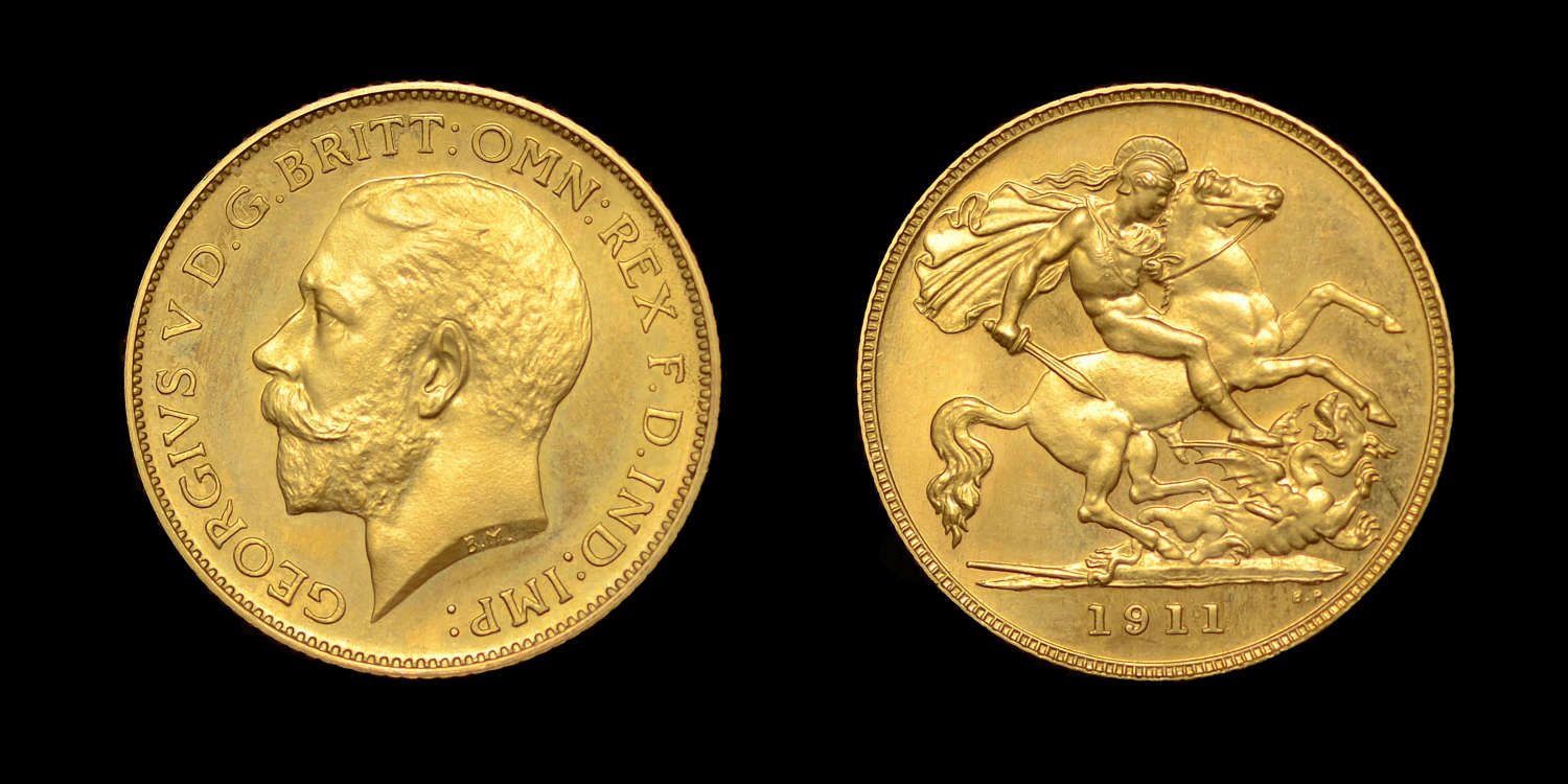 GEORGE V 1911 PROOF GOLD HALF-SOVEREIGN PF 66+