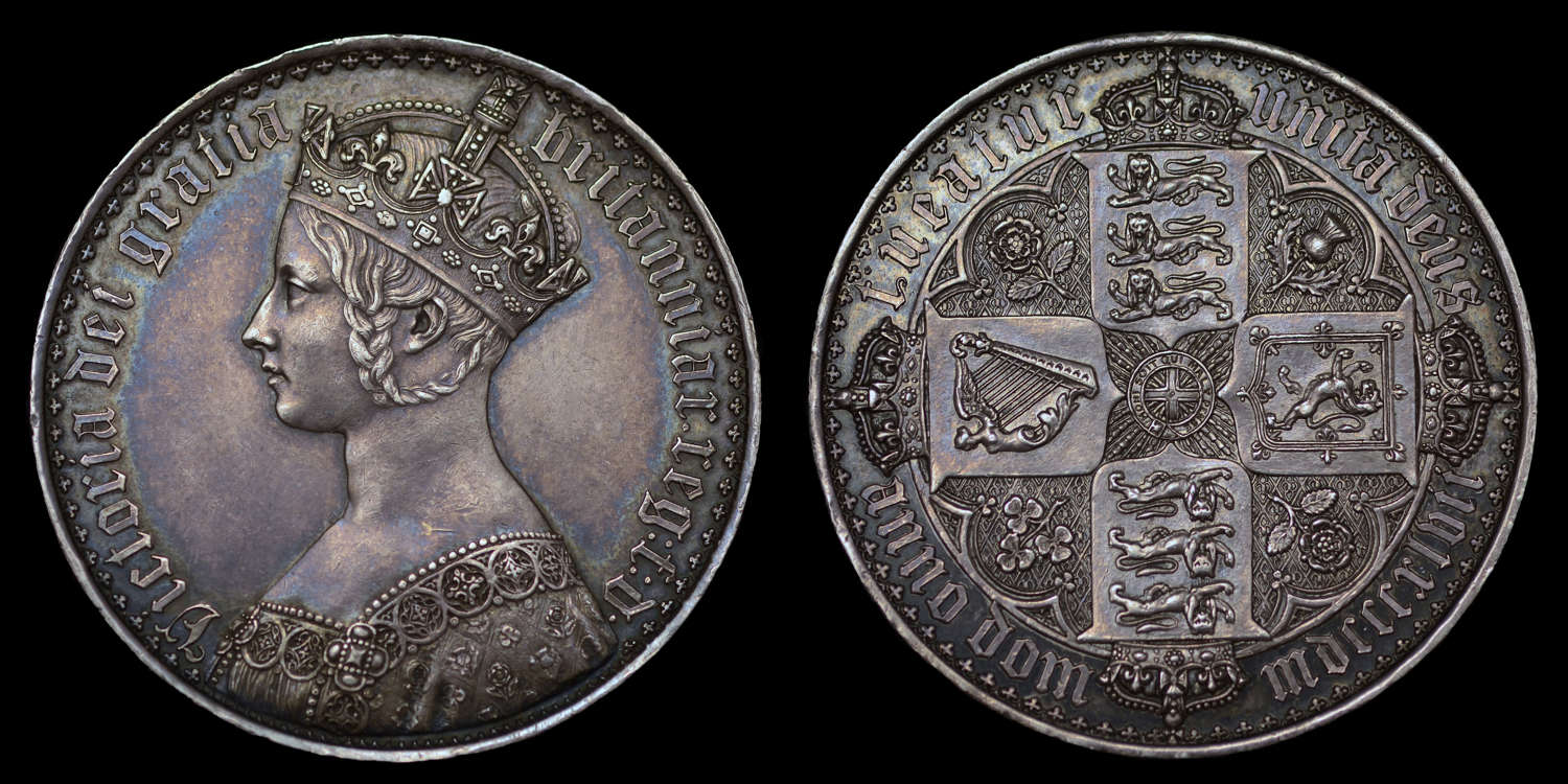 VICTORIA 1847 PROOF GOTHIC CROWN, PF58