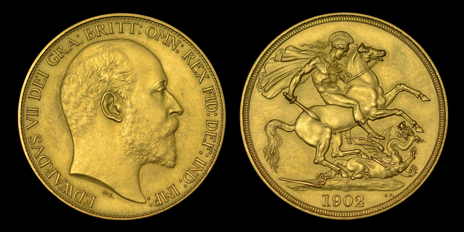 EDWARD VII 1902 GOLD MATT PROOF TWO POUNDS