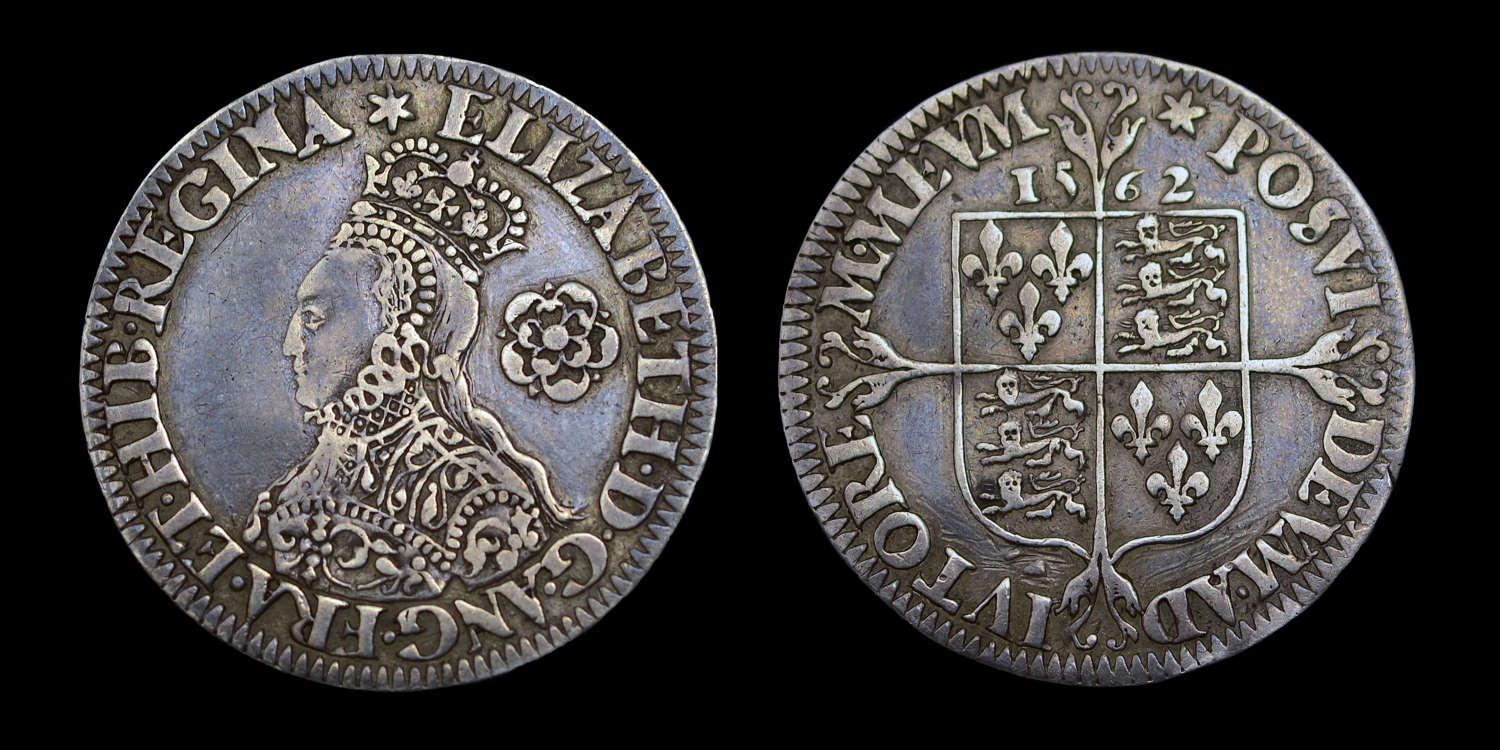 ELIZABETH I, 1562 SILVER SIXPENCE, MILLED ISSUE